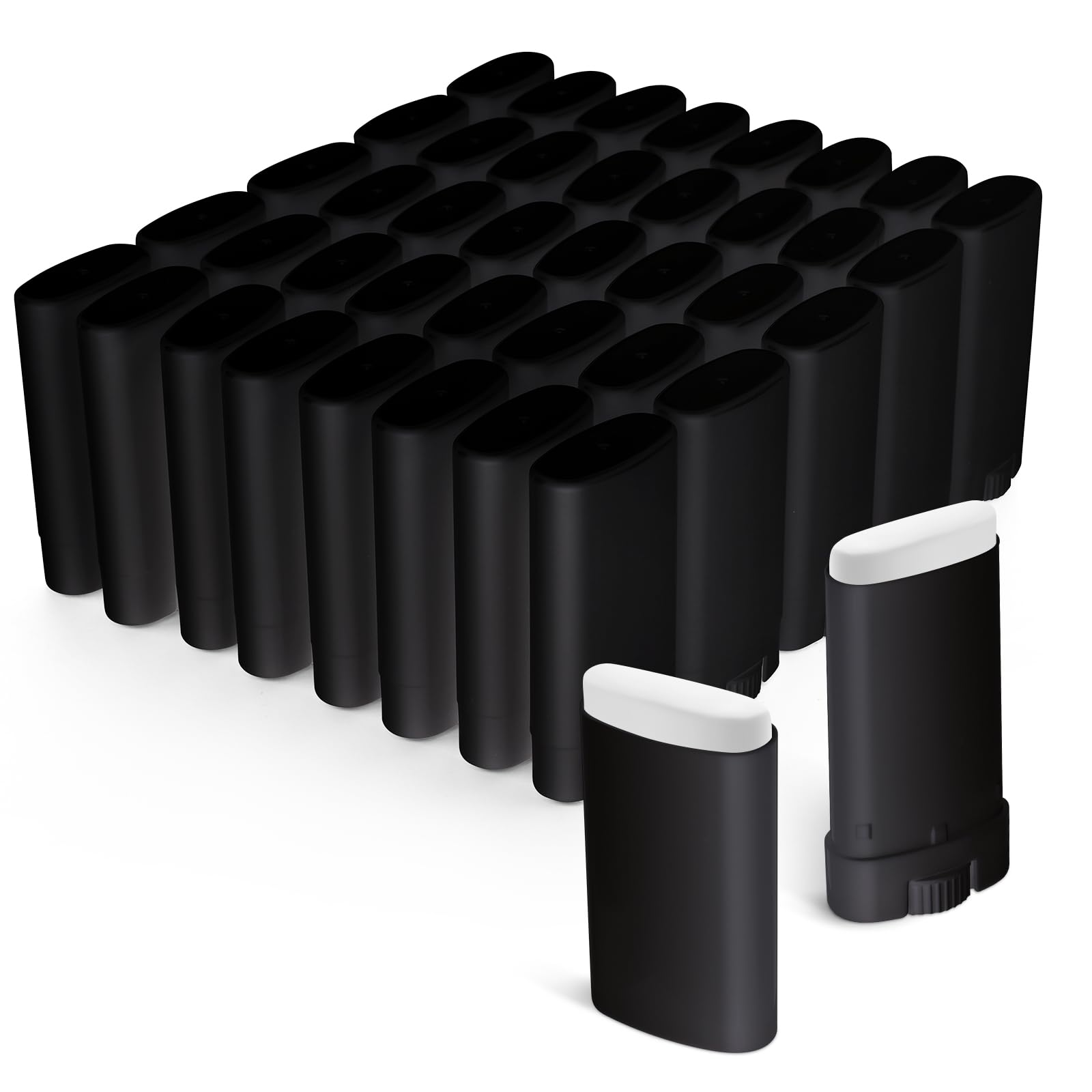 Wesiti 100 Pcs Plastic Empty Deodorant Containers 1/2 oz Travel Deodorant 15ml Refillable Containers Tubes Oval Lip Balm Tubes for Lip Balm DIY (Black)-image-34