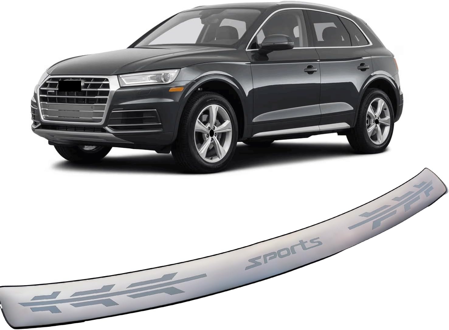 Car Stainless Steel Rear Bumper Protector, for Audi Q5 2009-2020 Accessories, Auto Parts Tailgate Back Trunk Door Sill Cover Scuff Plate Strip Guard Protection
