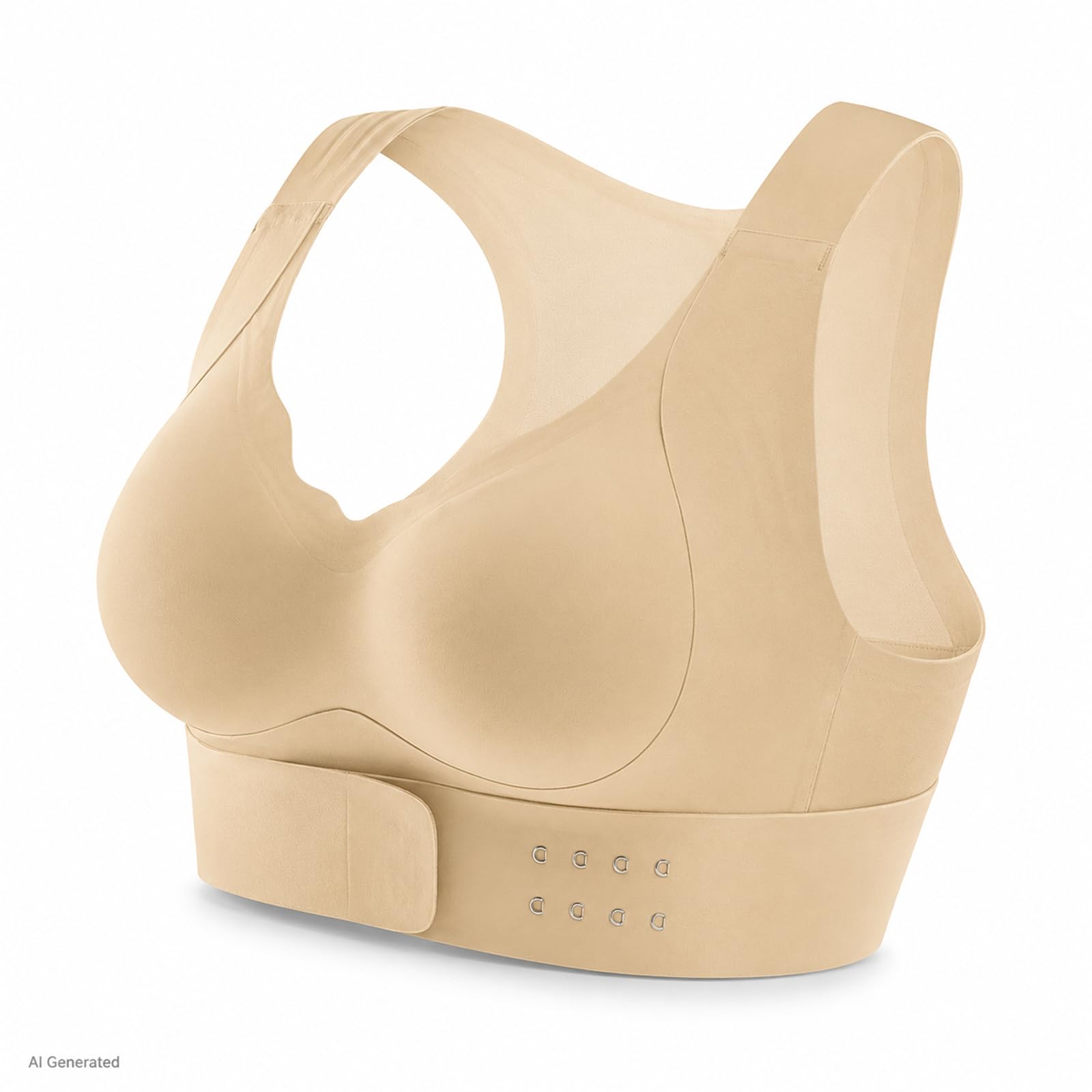 Reggiseno senza ferretto da donna con chiusura frontale incrociata | Spallacci larghi, coppe sagomate, fascia con gancio regolabile, nero avorio e beige, uso quotidiano, yoga, passeggiate