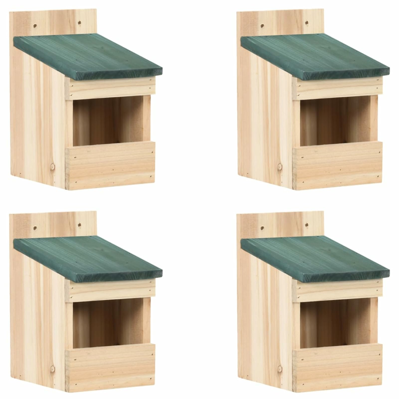 Homgoday Casitas para pájaros 4 unidades 12 x 16 x 20 cm de madera de abeto, muebles de interior/exterior