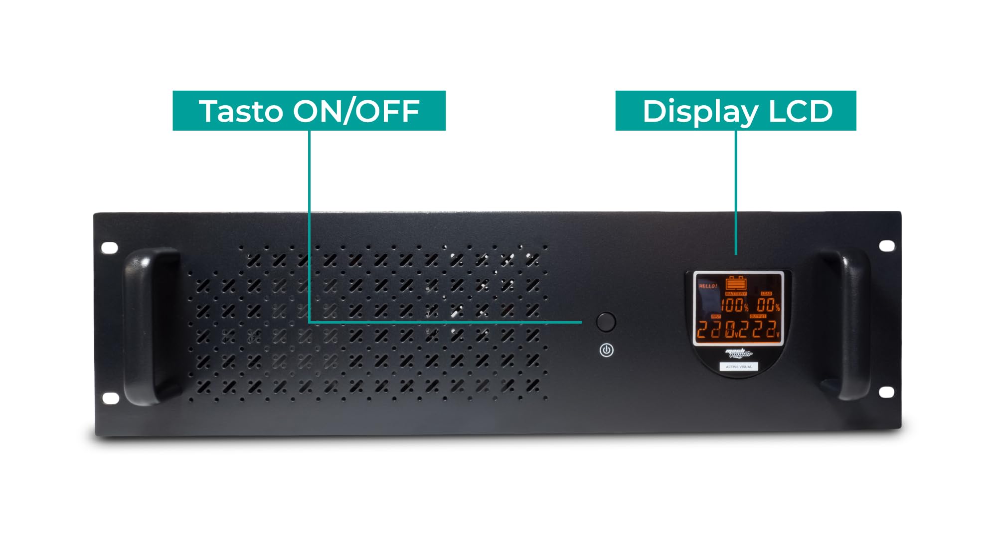 Gruppo di continuità per PC line interactive - (UPS-LIR60D) da rack in metallo 600VA/360W 1 batteria 12V/7Ah 4 uscite IEC, USB e RJ11