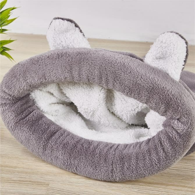 NNOVAT Weicher Fleece-Schlafsack für Katzen, weicher Plüsch, selbstwärmend, waschbar, Katzenbetten, Kuschelsack, Decke, Matte, Kitty-Sack, Hundenest, Höhle, Haus, Katzenkissen, Kätzchen, Welpenbett,
