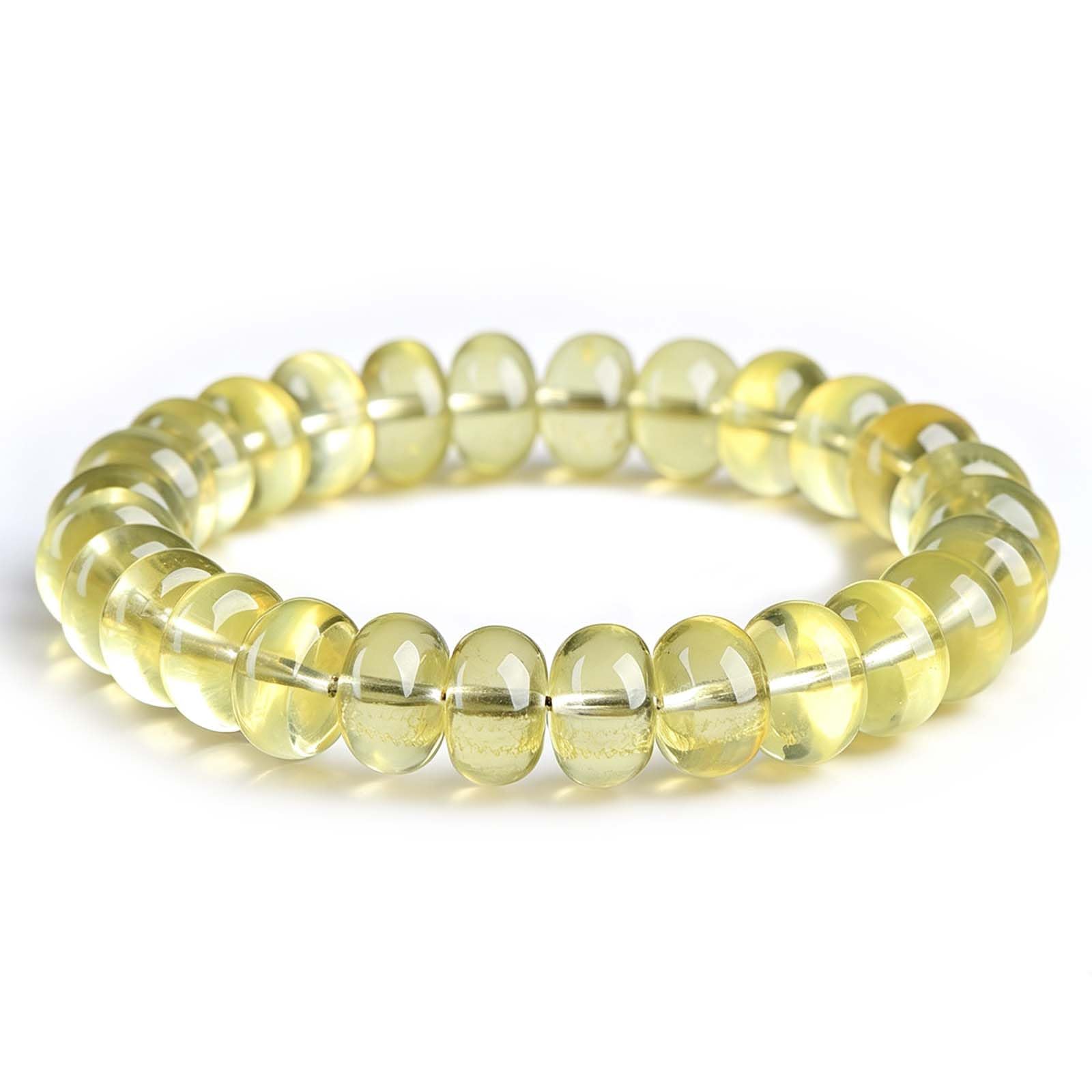Bracciale con Perline Lisce e rondelle Elasticizzate in citrino