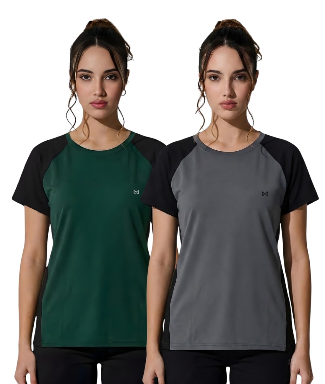 white moon Gym Tshirt for Women Workout Dry Fit t Shirt Sports Tshirt | Gym Tshirts for Women | Lightweight Round Neck Breathable Half Sleeve Activewear Running Yoga Tops for Woman (Pack of 2)-picture-49