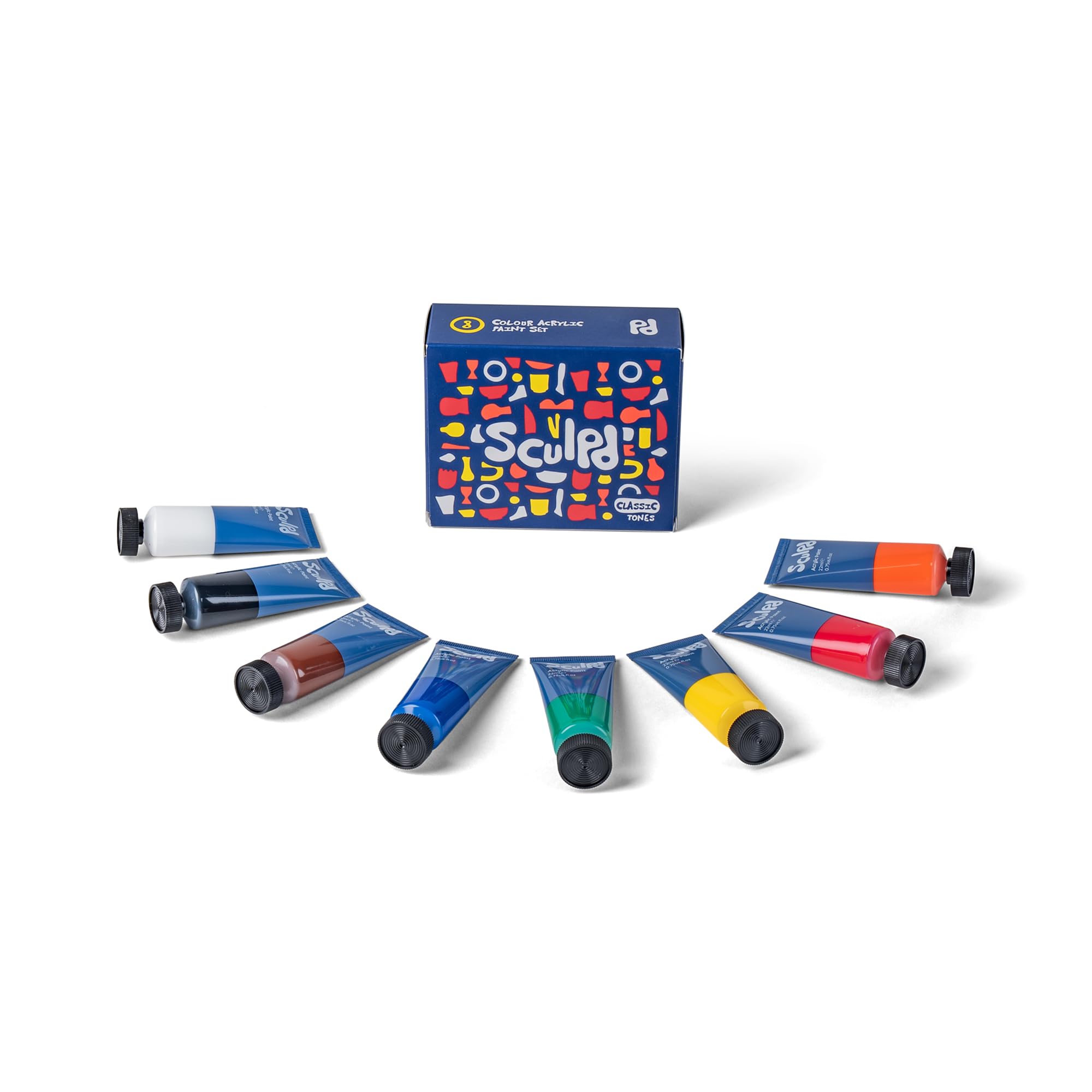 Sculpd Acrylic Paint Set, 8 x 22ml Tubes of Premium Coloured Acrylic, Heavy Body & Vibrant Colours, Paint on Air Dry Clay, Canvas, Ceramic, Fabric, Wood & More (Classic Tones)