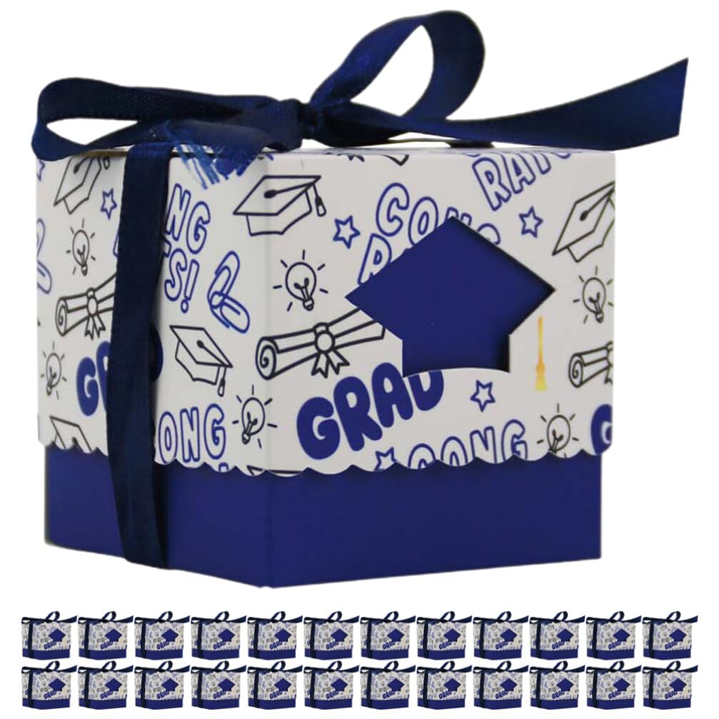HOLIDYOYO 50stücke Süßigkeitenboxen Für Abschlussfeiern Graduation Candy Boxes Blau Für Festliche Anlässe Robust Und Dekorativ Für Ihre Party