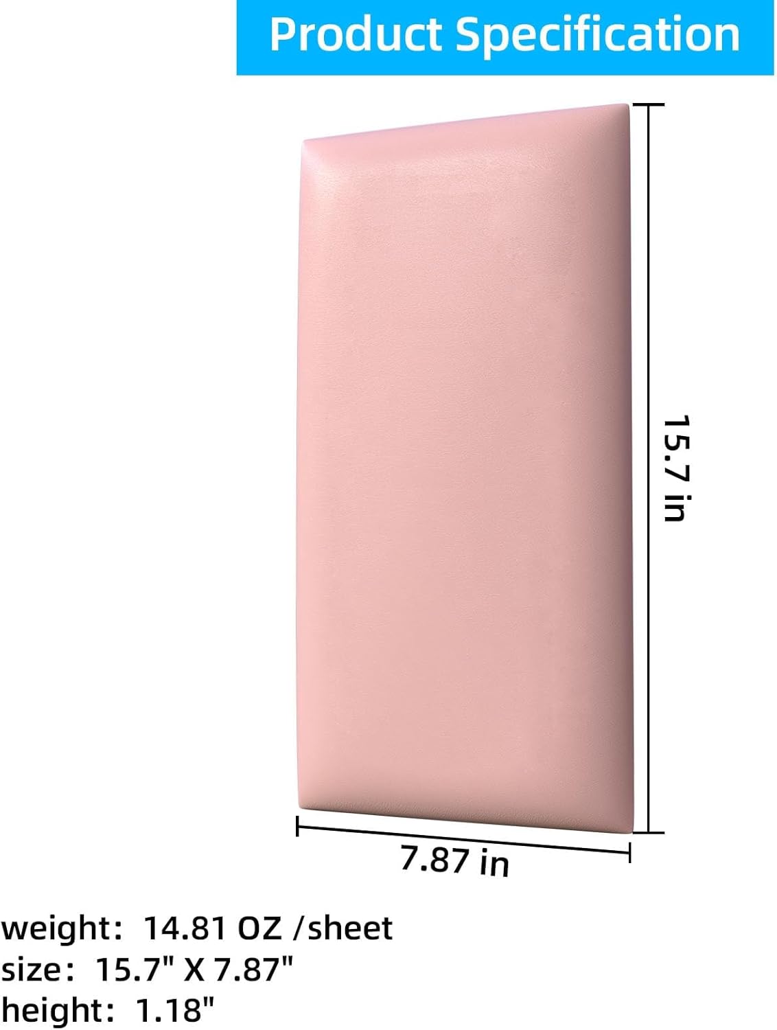 Peel and Stick Headboard - Pink Upholstered Wall Panels, 10 Panels Sized 7.8" x 15.7", 3D Anti-Collision Soundproof Self-Adhesive for Bedroom