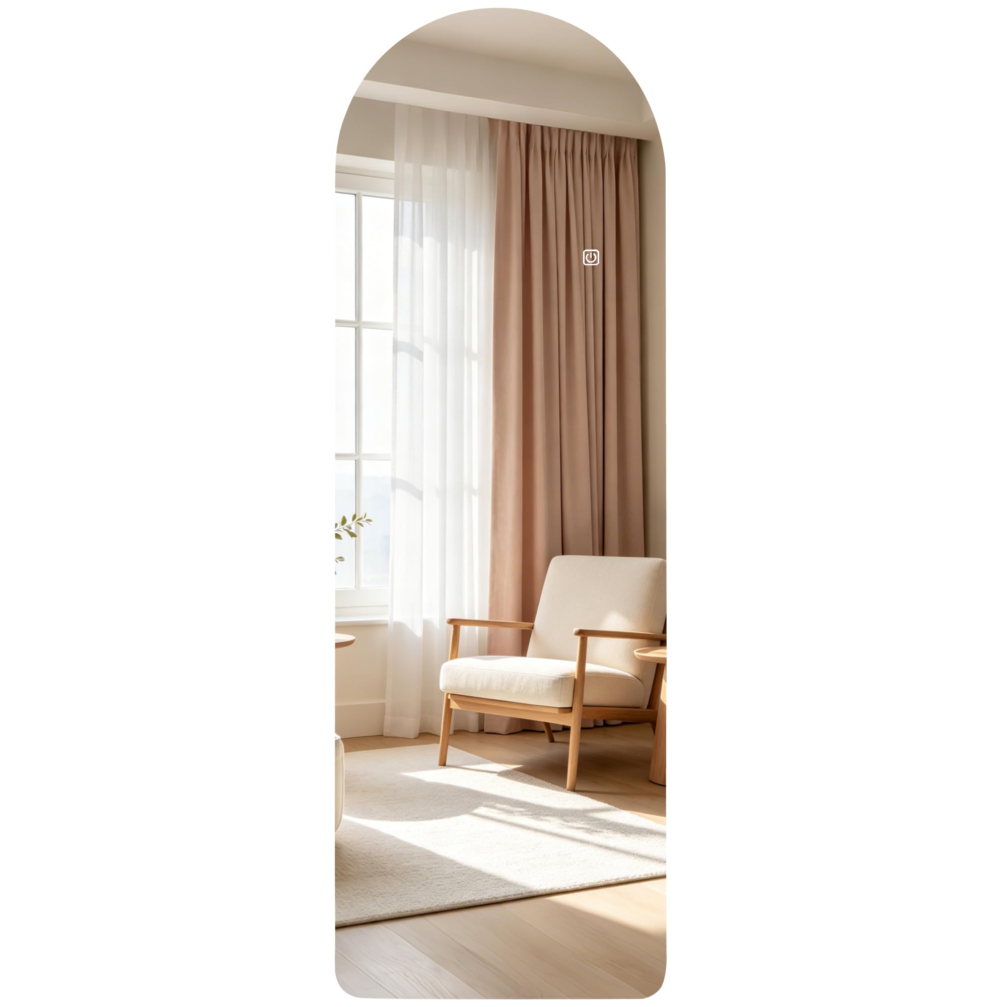 HOMCOM Espejo de Cuerpo Entero con Luces Sin Marco 120x40 cm Transparente | Espejo de Pared Arqueado, 3 Temperaturas de Color, Brillo Ajustable, Funcion Memoria, para Dormitorio, Salón
