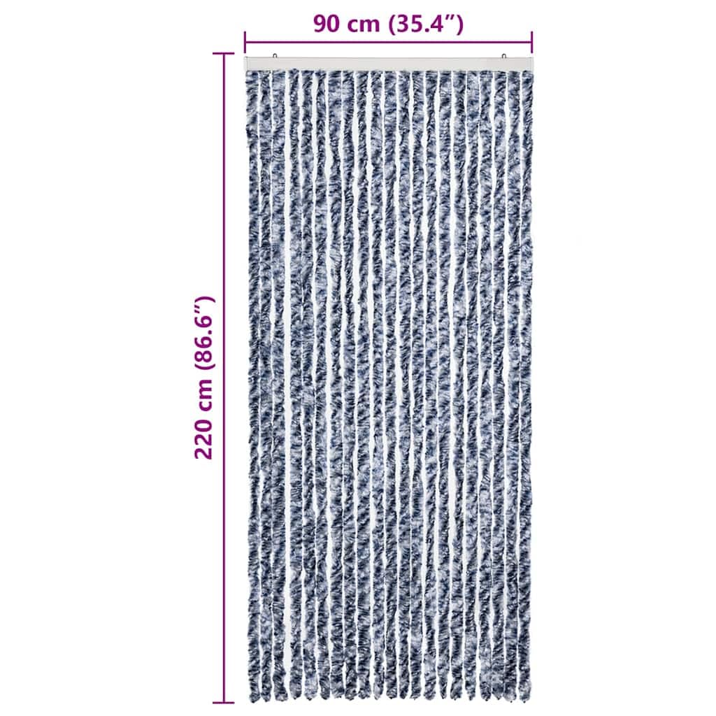 Moustiquaire chenille 90 x 220 cm Bleu/blanc/argenté
