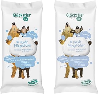 Glückstier Hundepflegetücher, perfekte Fellpflege für unterwegs (60 St.) (Packung mit 2) product image