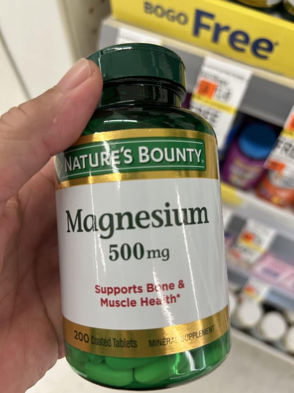 Nature's Bounty Magnesium 500mg Size, Coated Tablets 200 ea (Pack of 4)