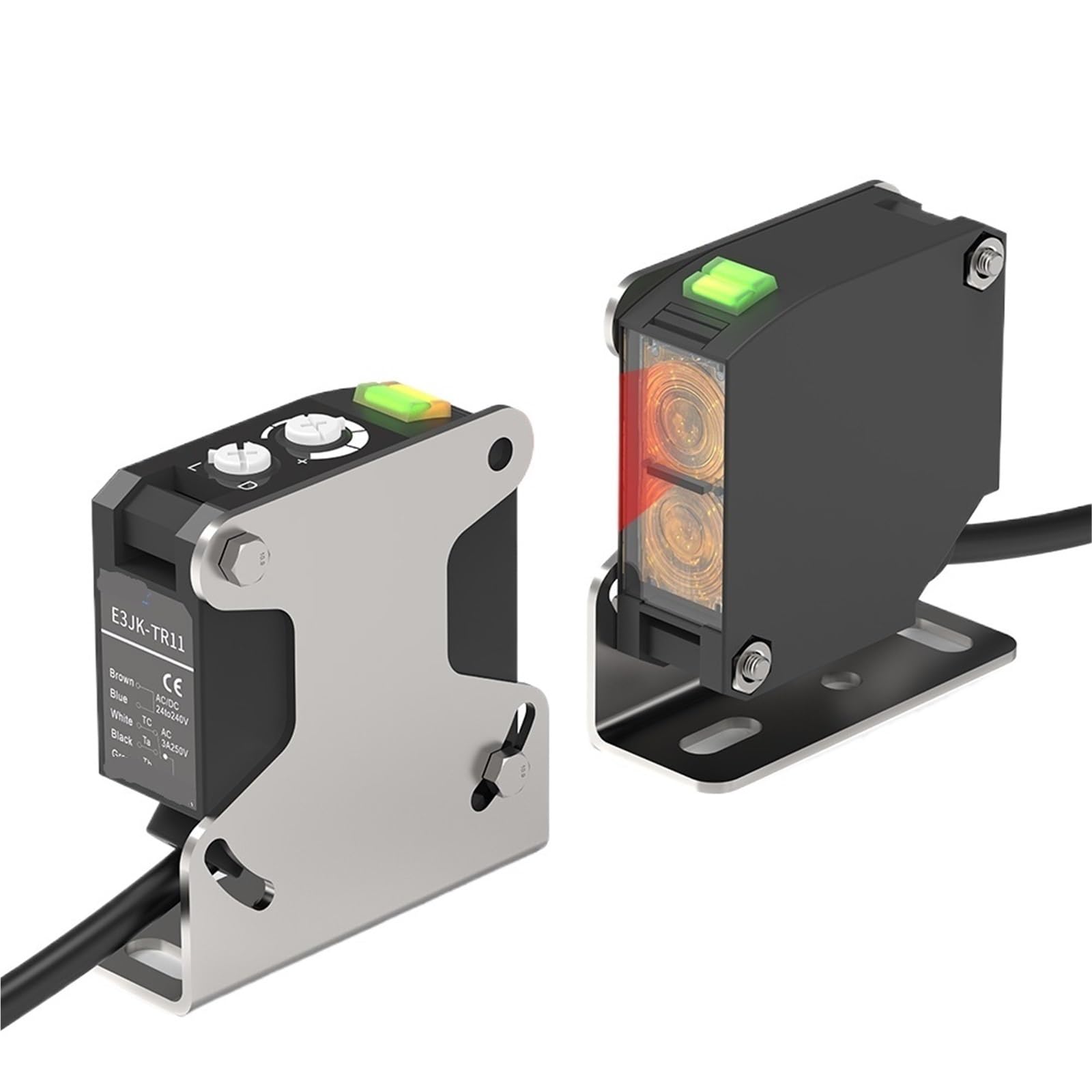 Sensor fotoeléctrico cuadrado de E3JK-TR12, haz, 24-240V CA/CC, salida de relé Universal, interruptor fotoeléctrico difuso