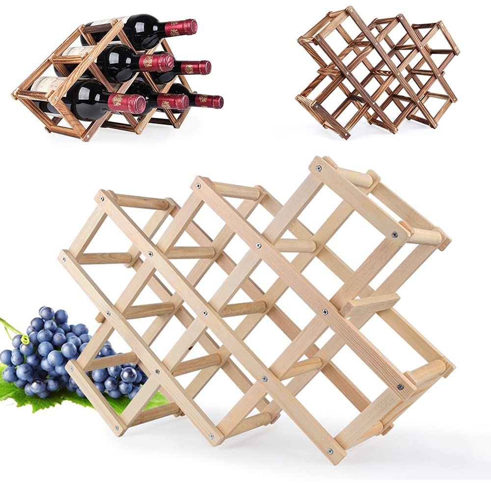 Botellero Vino Estante de vinos Plegable Soporte for el Vino for el hogar Botelleros Vinos (Color : Wood)