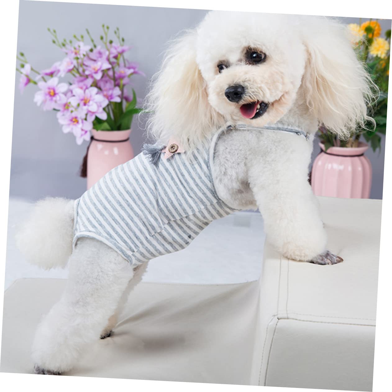BESPORTBLE Puppy Diaper Female Dog Sanitary Pantie with Suspender Comfortable Washable Cloth Period Pants for Female Dogs Adorable Stripe Pattern for Incontinence Heat Cycle Use