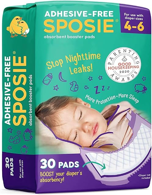 Sposie Diaper Booster Pads, Size 4-6, 30 Count - Hypoallergenic, Dermatologist and Pediatrician Tested, Fragrance, Latex, Chemical and Cruelty-Free, Made in USA