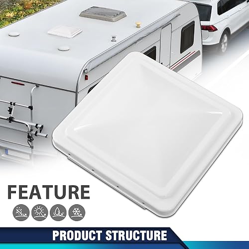 Miniatura 3 de PIT66 Cubierta de ventilación de techo de repuesto de 14 x 14 pulgadas, para caravana, remolque, apto para Ventline pre-2008 y pasador estilo elixir