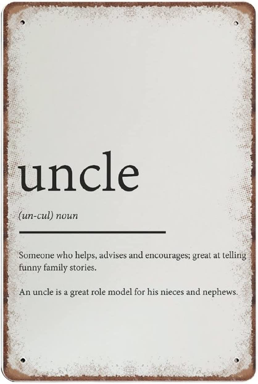 rayprint Uncle Definition Print Typography Family Prints Gifts Niece Nephew Poster Fathers Day Novelty Tin Metal Sign Plaque Bar Pub Vintage Retro Wall Decor Poster Home Group Porch Metal Sign 8"x12"