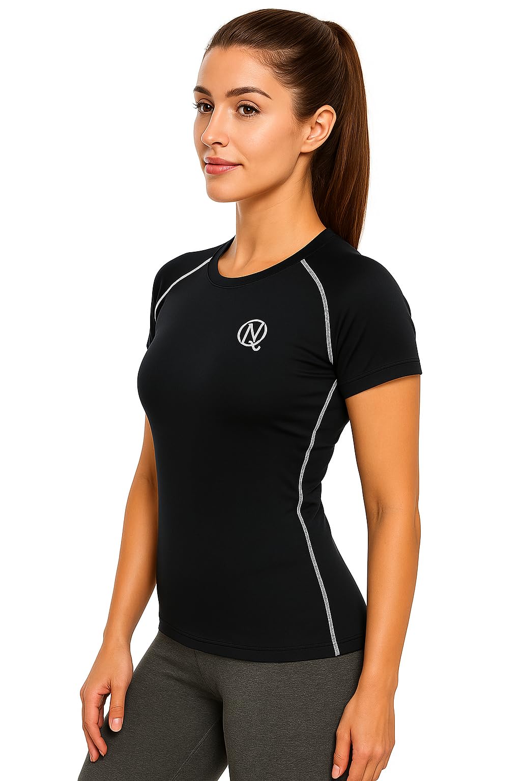 Women Half Compression T-Shirt for Gym Workout | Stretchable Quick-Dry Activewear | Sports Running Top for Fitness, Yoga, Training & Exercise