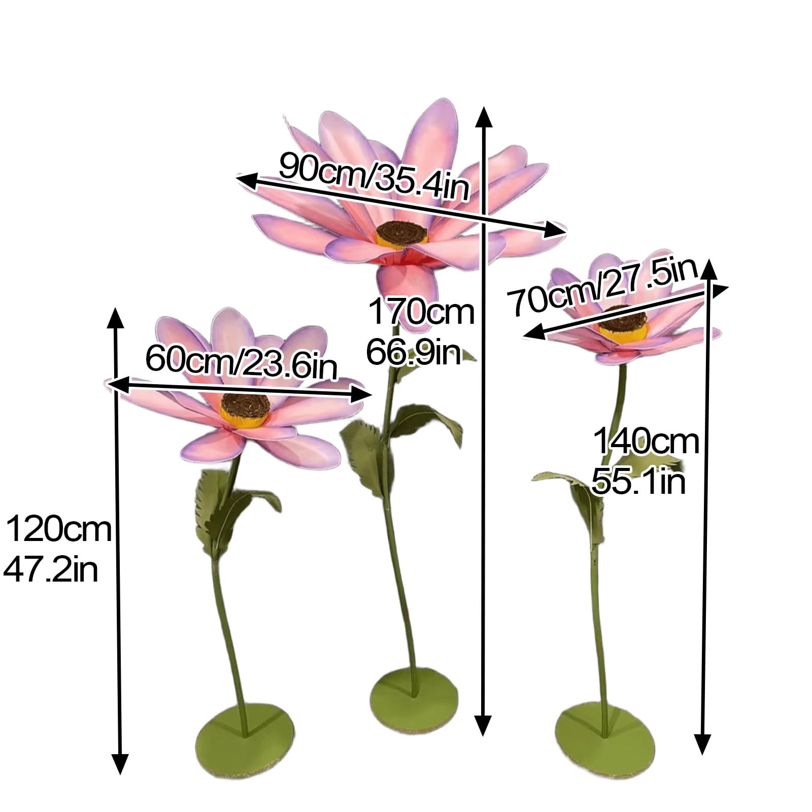 Giants - Flores artificiales de etilvinilacetato impermeable con tallo flexible y base, flores para camino de boda, recepción, cumpleaños, Pascua, fiesta, día de la madre