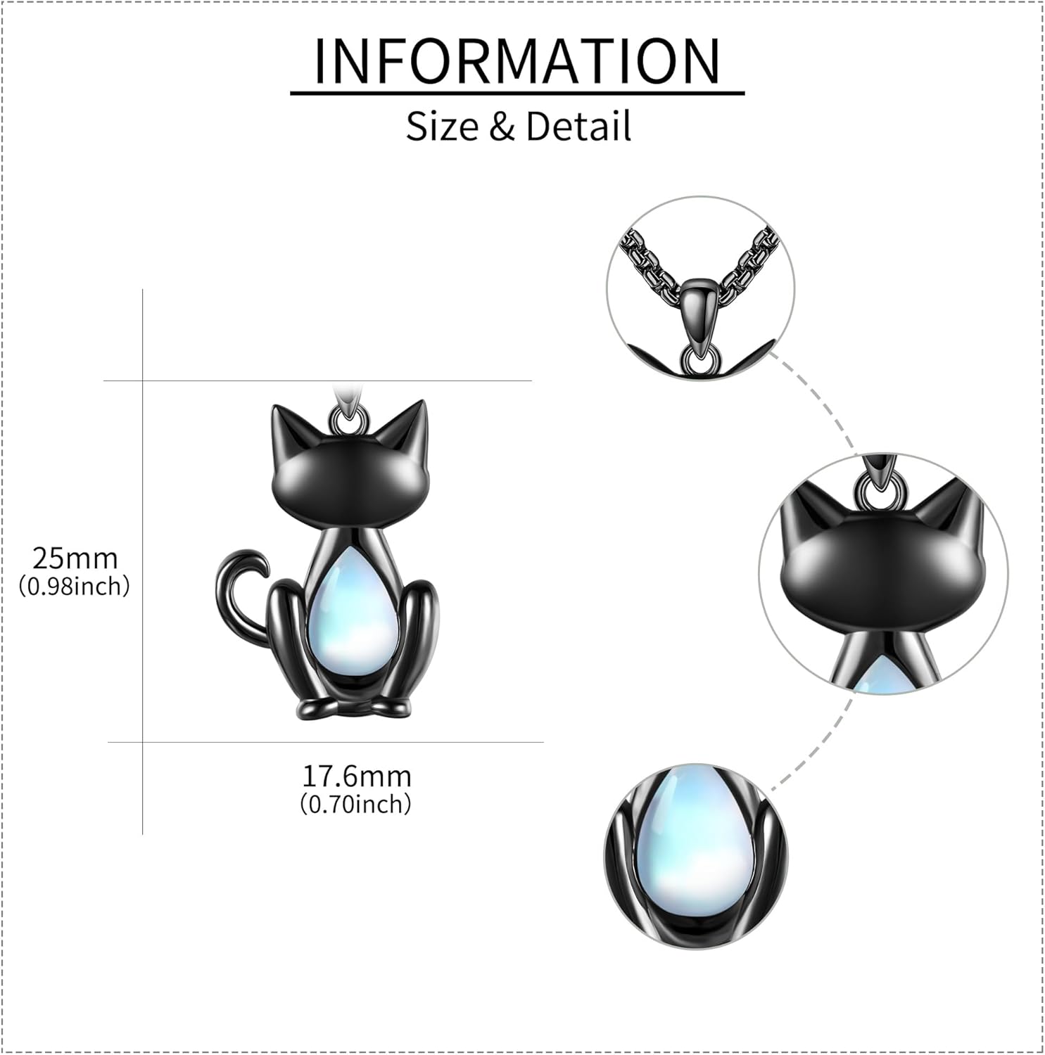 Moonstone Cat Necklace for Women S925 Sterling Silver Black Cat Pendant Necklace Cat Jewelry Gifts for Women Cat Lovers - Image 4