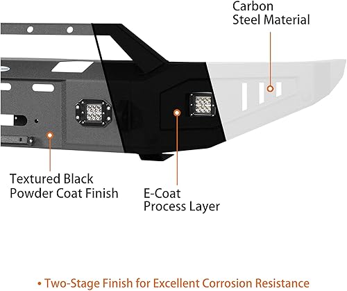 Miniatura 9 de Hooke Road Tundra parachoques delantero de acero todoterreno con placa de cabrestante y luces LED para camionetas Toyota Tundra 2014 2015 2016 2017