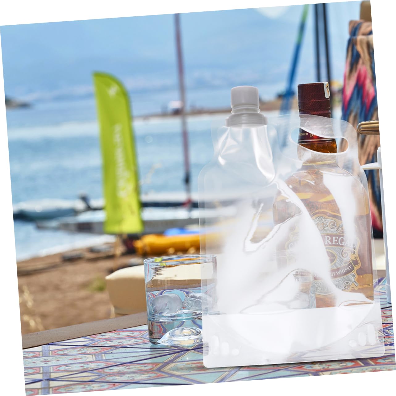 POPETPOP 4Pcs Large Capacity Outdoor Water Bags Collapsible Water Containers with Handle for Camping Hiking Travel Lightweight Durable Design for Space Saving