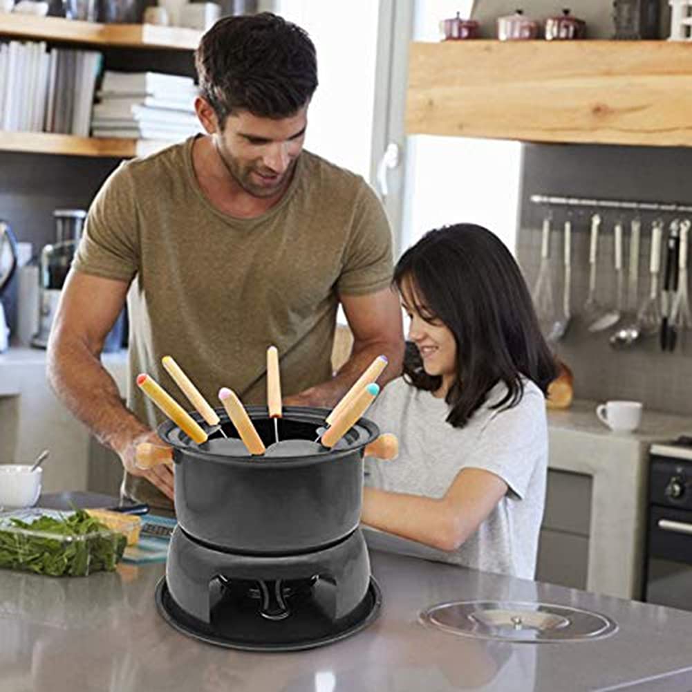 Mini set di pentole in acciaio inox per fonduta di formaggio, cioccolato, fonduta, 6 forchette da immersione e pentola rimovibile per sciogliere salsa caramelle