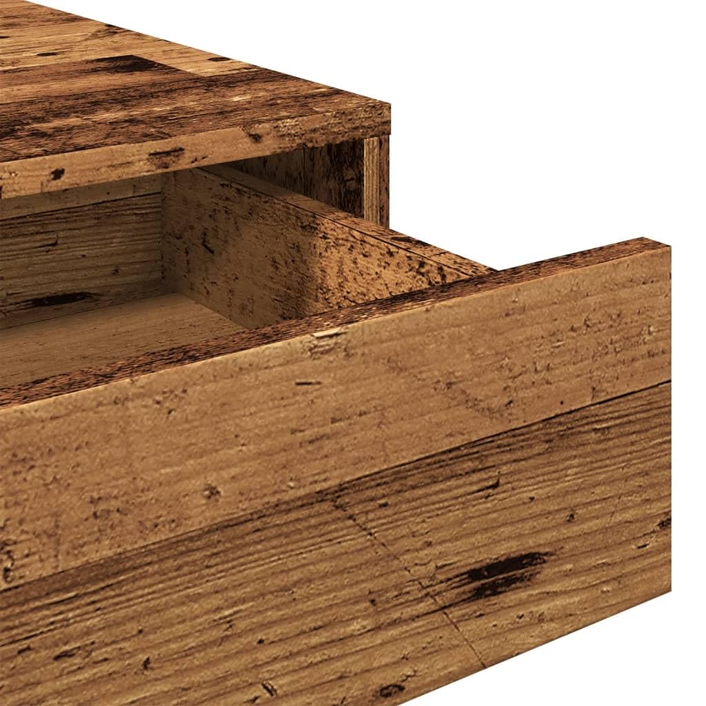 Escritorio con aspecto de madera envejecida, 101 x 50 x 76,5 cm, material de madera con 2 cajones, para oficina en casa, estudio, superficie lisa, mesa de trabajo estable