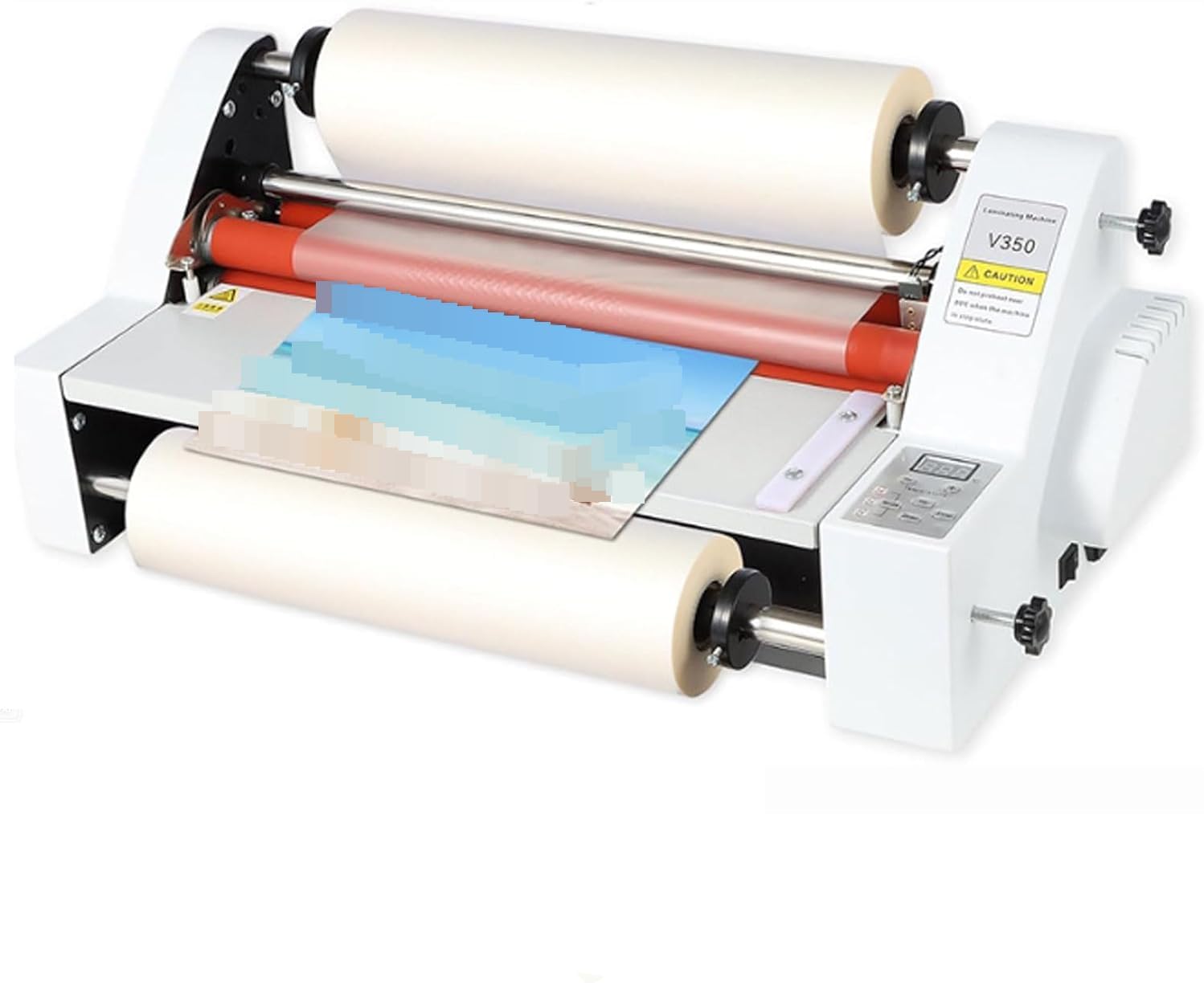 V350 Commercial Roll Laminator, Hot Cold Thermal Laminating Machine with Digital Display, 13 Inch Pte Film & Paper, Adjustable Speed Temp Control for Posters Documents Art