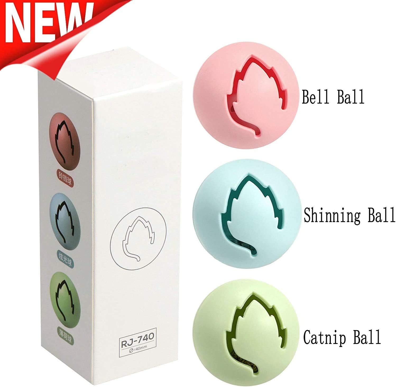 Vevins Cat Ball Toys, Flash Light Ball Catnip Ball Bell Ball Interactive Kitten Toys