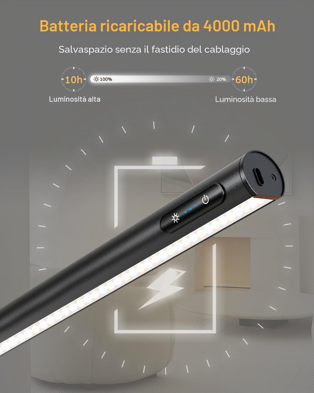 GOVSSING Lampada fotografica senza fili con telecomando, 40 cm, senza fili con 3 modalità di illuminazione, 4000 mAh, cornice ricaricabile con timer, lampada fotografica per dipingere foto