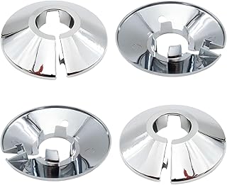 4 piezas Cubiertas de tubo de radiador cromadas, collares radiador 15 mm, 5,5 cm, cubierta para tubería agua, para ocultar la base los tubos del radiadors, plateado