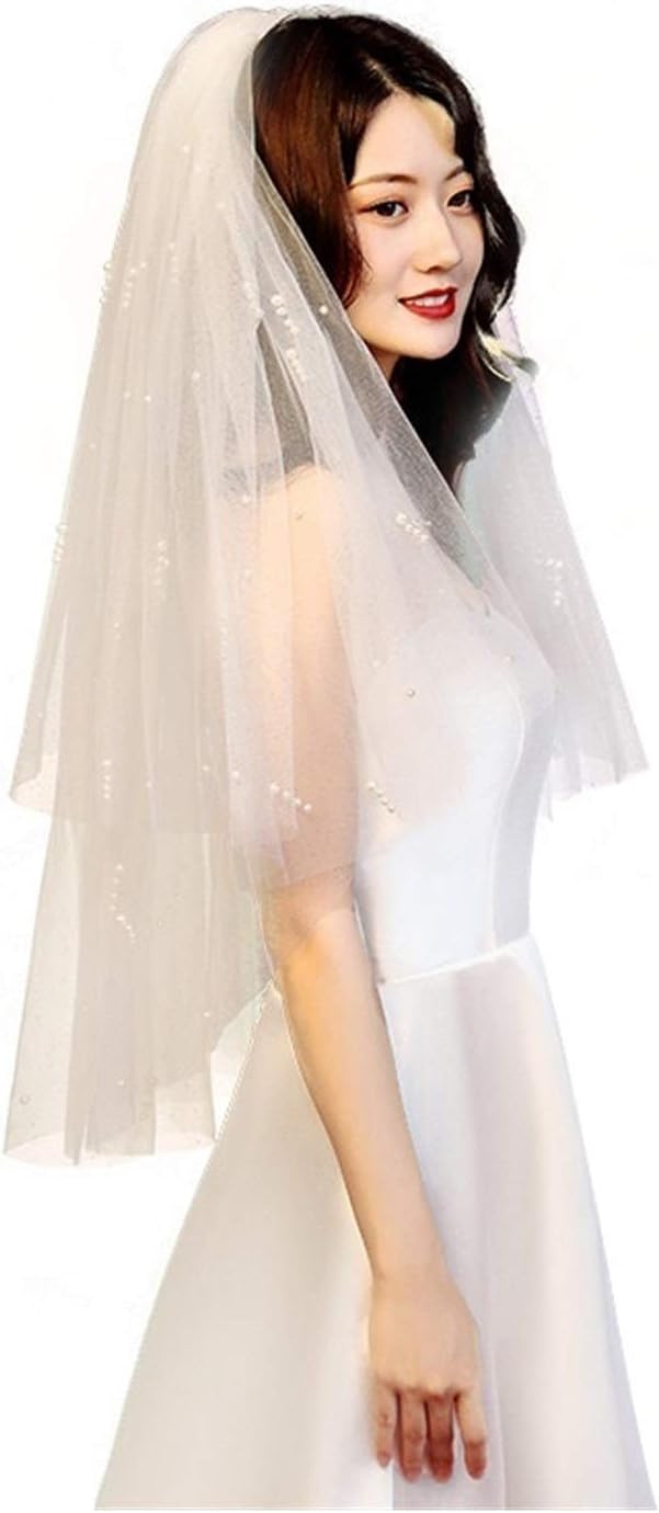 GaRcan The Bride with a Wedding Veil Wedding Headdress Cents Wild Super Simple Ruansha Sen Female Line Selfie Bridal Veil (Champagne 135cm)