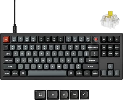 Keychron V3 8K TKL Wired Mechanical Keyboard, 8000 Hz Polling Rate QMK Programmable Knob Hot-Swappable Gaming Keyboard, RGB Backlit, Ergonomic PBT Keycaps for Mac Windows Linux-Tactile Banana Switch