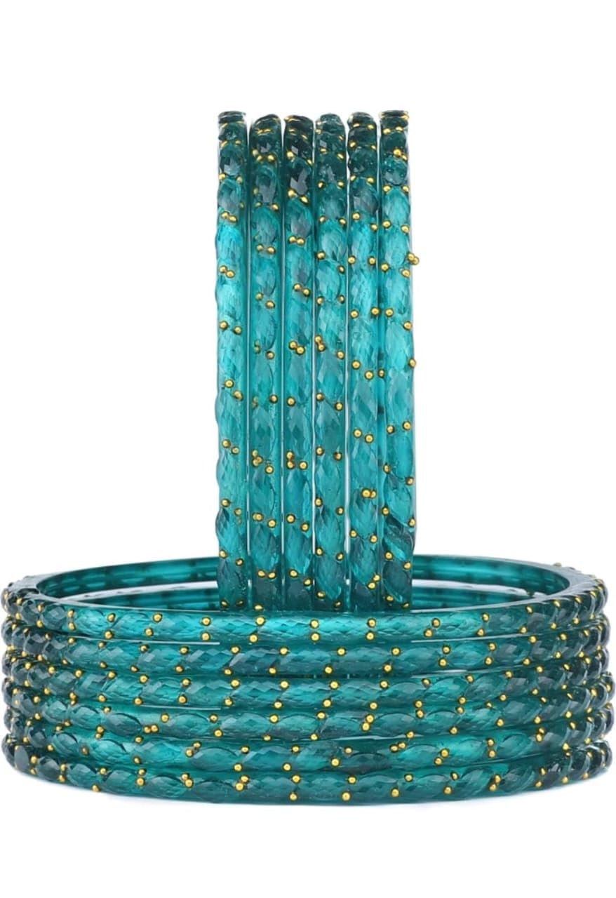 GenericRain Drop Glass Bangles Set For Women And Girls Pack of 12(Size 2.10 And 2.12 Avaiables)