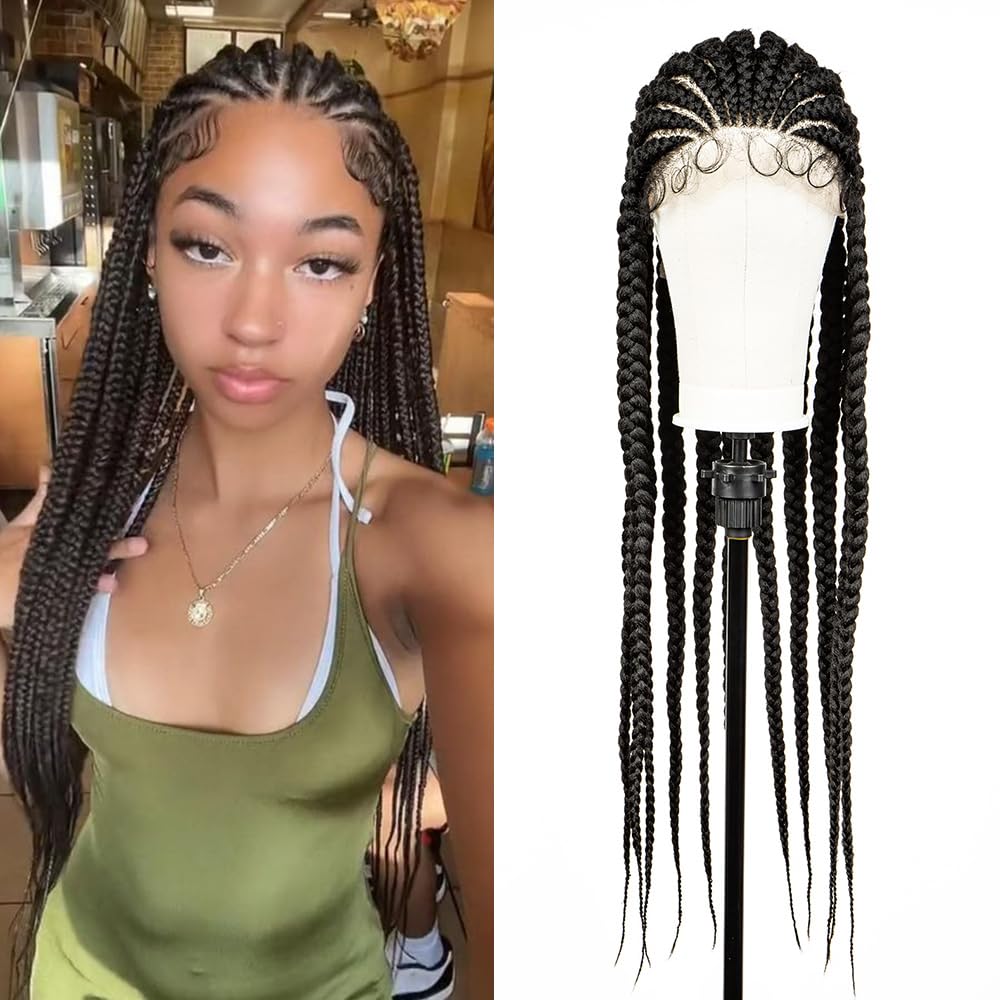 sedittyhair Syhthetic Braid Wigs for Black Women Double Full Head Lace 36 Inches