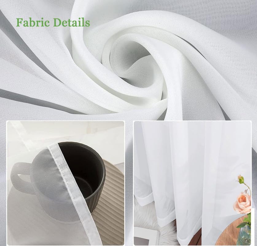 Extra Long White Sheer Window Curtains 144 156 168 192 204 216 240 Inches Length - 2 Story High Living Room Drapes - Tall Curtains For Wedding High Ceiling Or Long Window (1 Panel,White, 100″x132