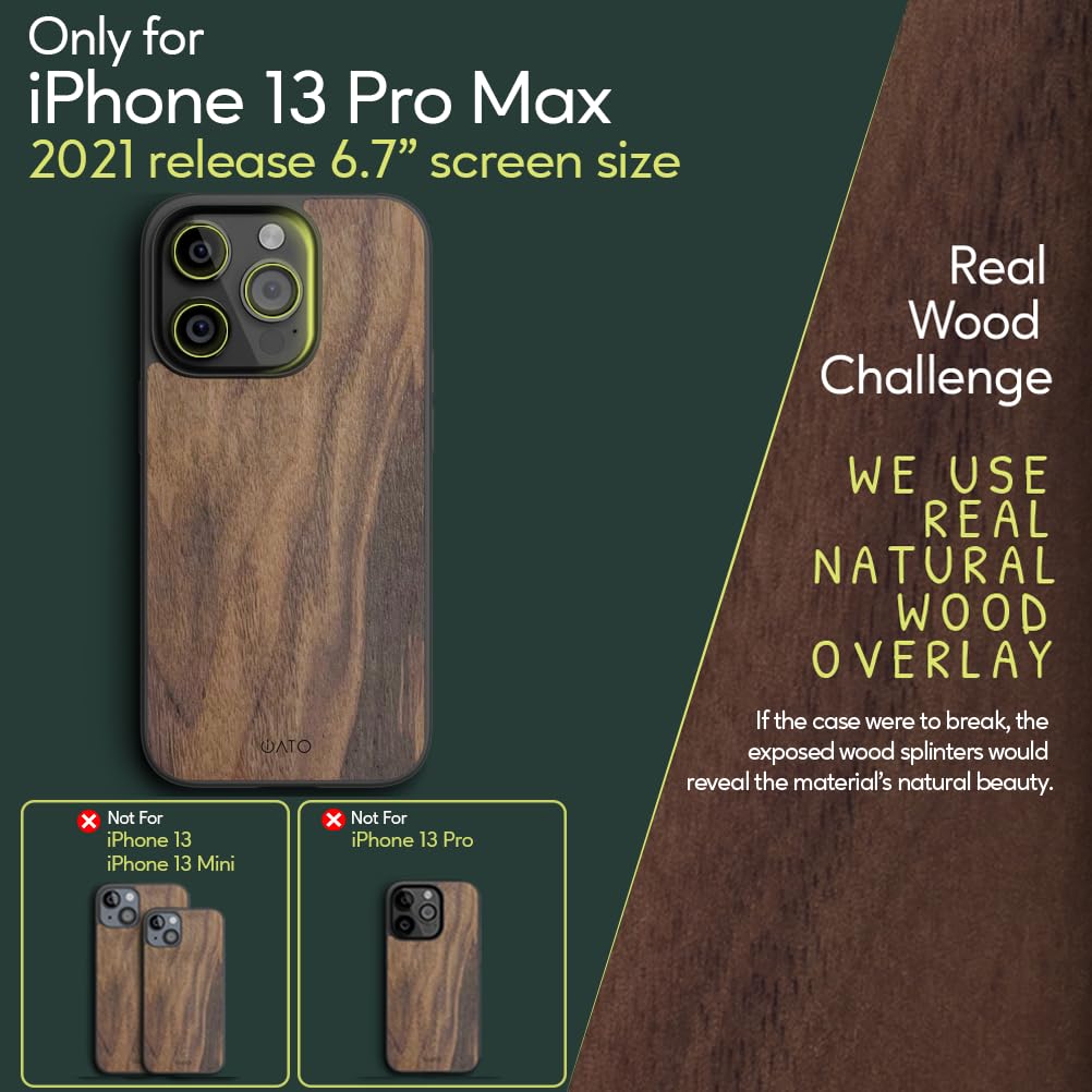 iATO Custodia Magnetica in Legno per iPhone 13 Pro Max. Compatibile con MagSafe e Ricarica Wireless - Skateboard Colorato in Legno