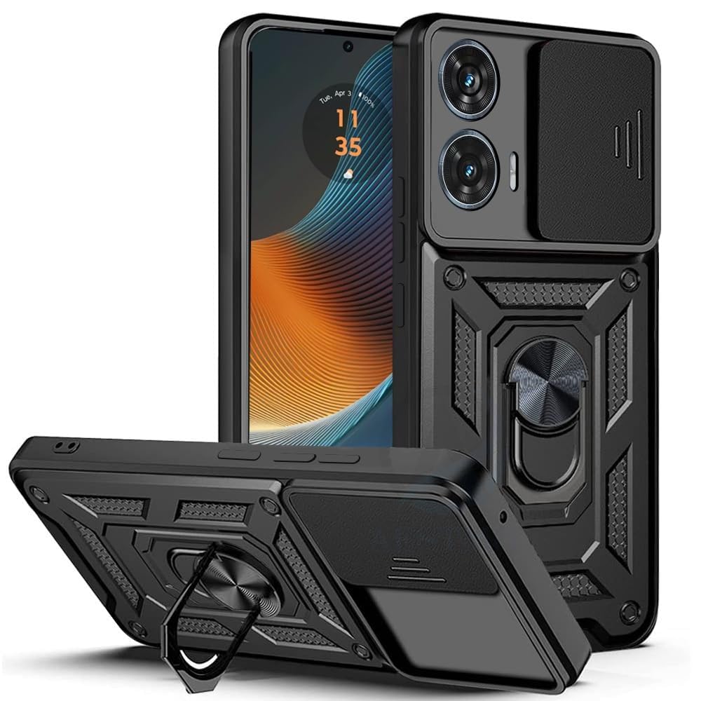 Hupshy Motorola Moto Edge 50 Fusion 5G Back Cover Case Sliding Camera Window Shock Proof Thunder Case, Dual Layer Hybrid Armor Kickstand Back Cover Case for Moto Edge 50 Fusion (Black) (B0DDH8QQ1N) Amazon Price History, Amazon Price Tracker