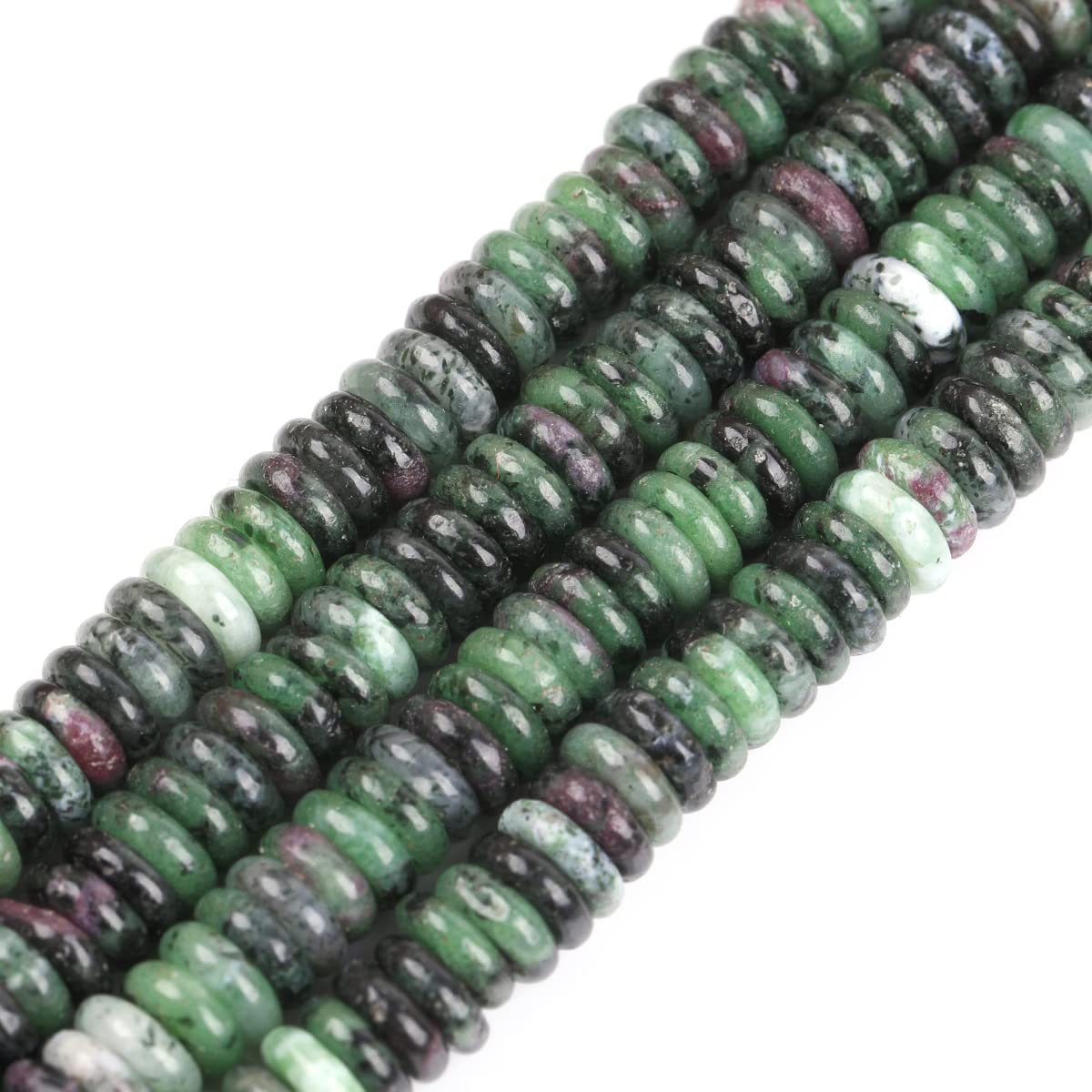 GEM-Inside 2x6mm Natural Green Ruby Zoisite Stone Semi-Gemstone Heishi Disc Rondelle Spacer Beads for Jewelry Making Full 15" Strand Energy Stone Healing Power Crystal