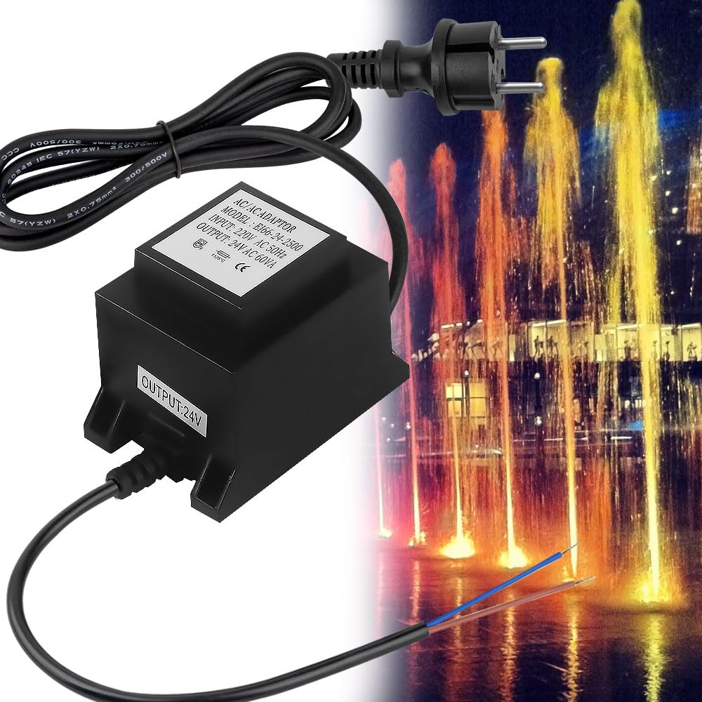 Alimentatore LED 24V AC/AC 50W Trasformatore 220V 24V con Spina Esterna IP68 per Illuminazione LED e Pompe, Cantieri Edili, Fabbriche di Elettronica