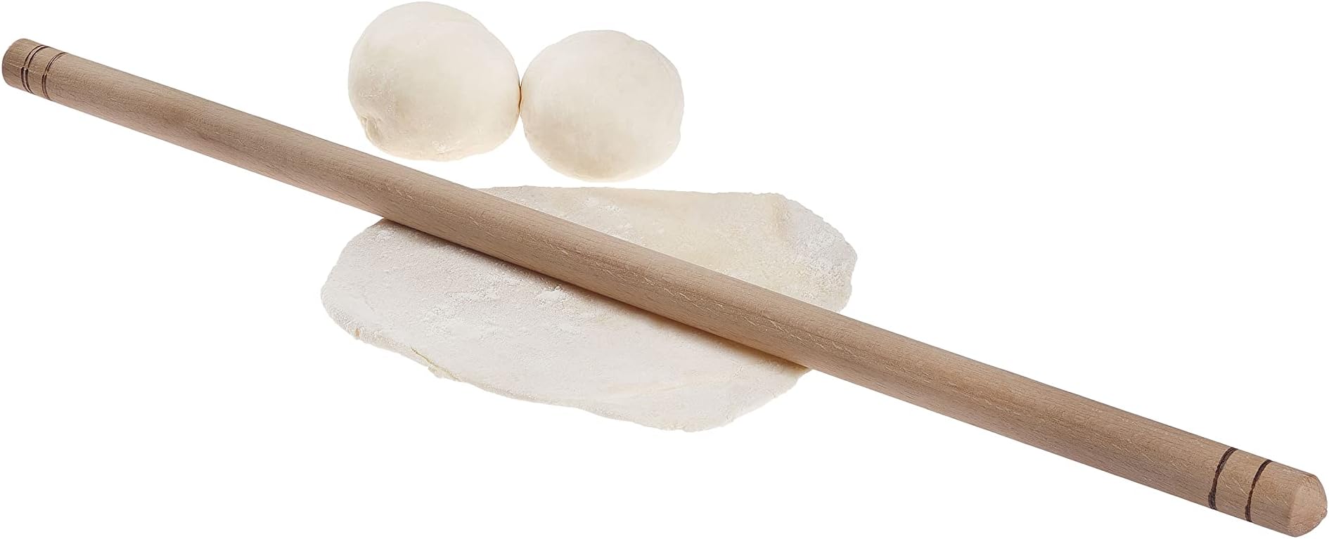 DESTALYA Wood Rolling Pin for Baking | 48 cm Wooden Roller for Dough Pastry Pizza Pasta Bread Cookie Pie Clay | Essential Kitchen Utensil