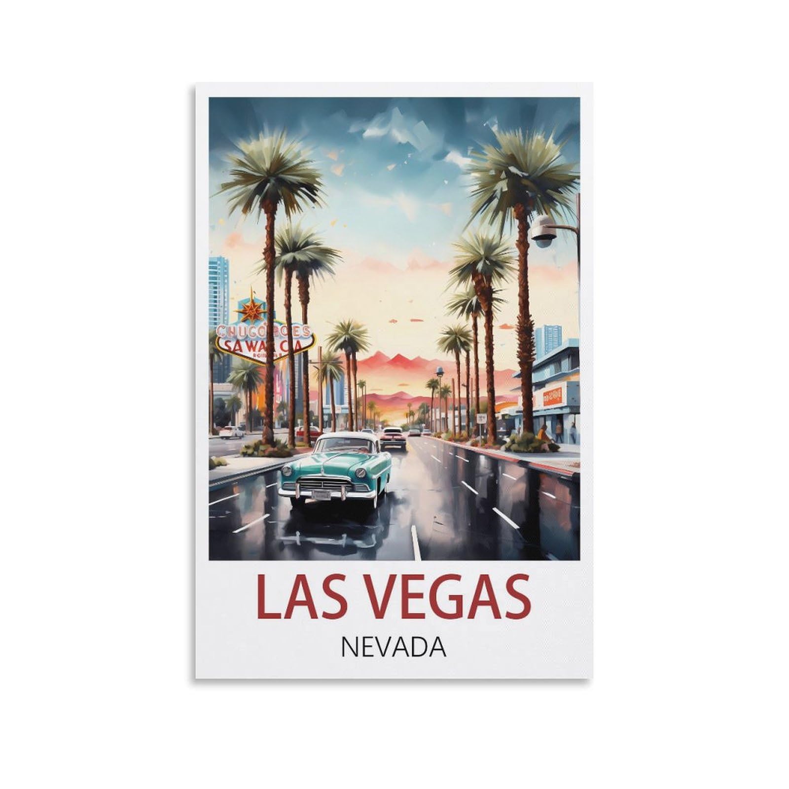 LOSNABO Las Vegas Nevada Vintage Travel Poster 08x12inch(20x30cm) Canvas Wall Poster And Art Picture Print Modern Home Bedroom Decor