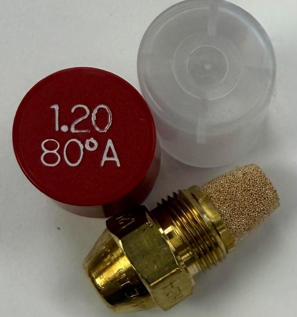 Four Pack - Oil Burner Nozzle, 1.20 80 A, Hollow Spray Red Cap 1.20 80 A Oil Nozzle 1.20 Gallons per hour with a hollow 80 degree Spray
