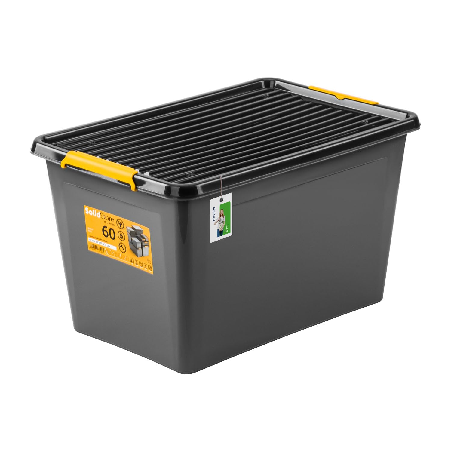 PAFEN 2x Robuster Aufbewahrungsbox 55L mit Rollen - 58 x 39 x 35 cm - Behälter für besondere Aufgaben Aufbewahrungsbehälter Boxen Aufbewahrung Stapelboxen mit Verschlussclips Kunststoffbehälter
