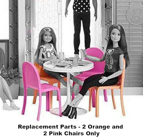 Miniatura 5 de Piezas de repuesto para la serie Barbie Dollhouse ~ Barbie Dreamhouse FHY73 - Piezas de repuesto ~ 2 sillas rosas y 2 naranjas