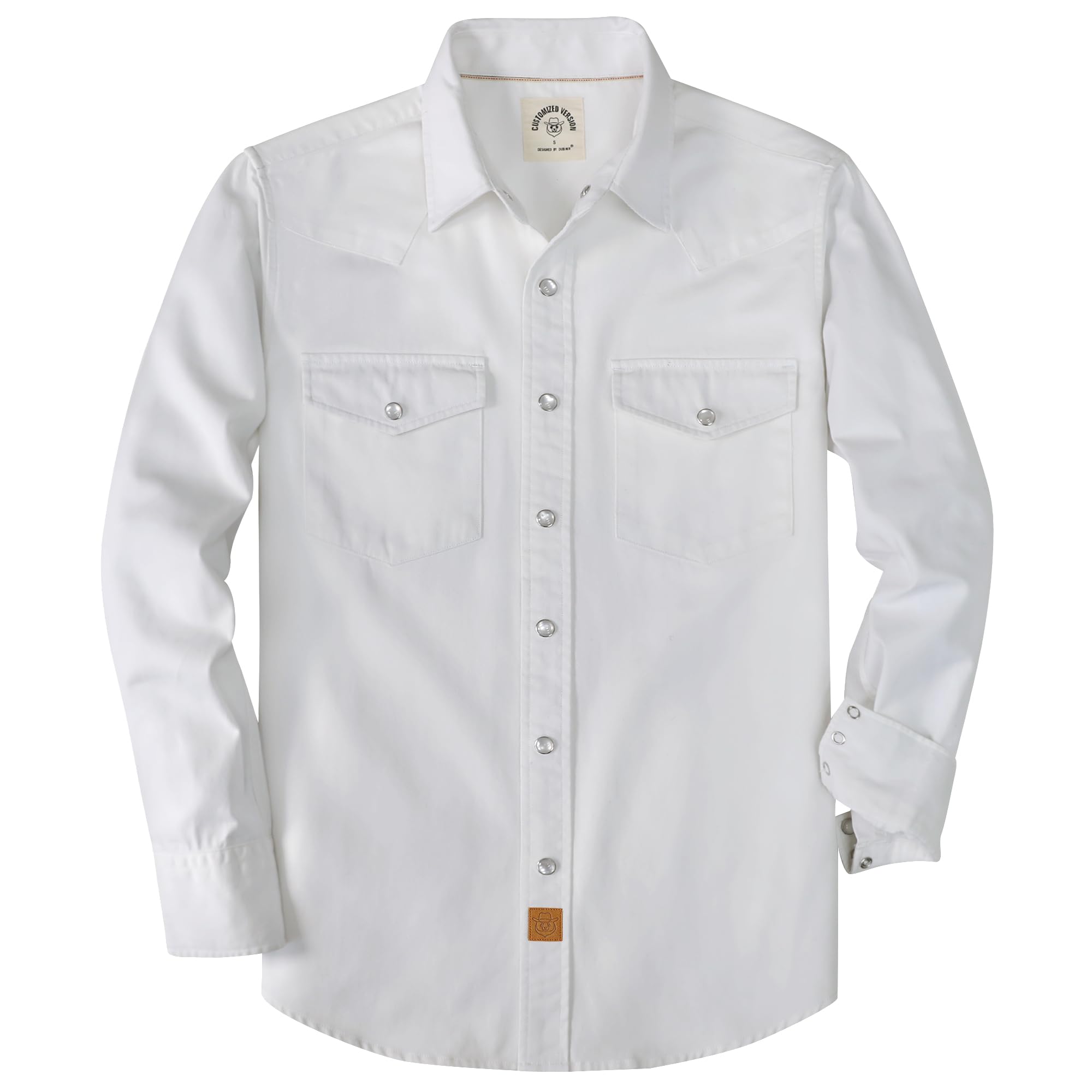 Dubinik® Camisas para Hombre Camisa Vaquera Manga Larga Algodón Botones A Presión Western Casual para Trabajo
