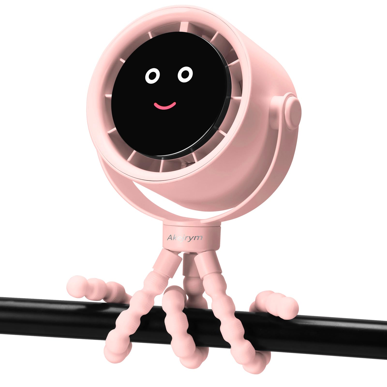 Akejrym Ventilatore per passeggino portatile, ventilatore personale da viaggio, Air Turbo Tech e display digitale, rimovibile a 5 velocità, ricaricabile, rotazione a 360°, treppiede flessibile, per