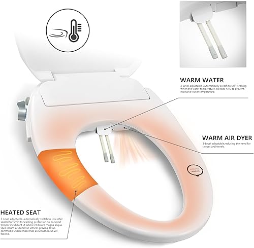 Miniatura 2 de UYXMTPY Asiento de inodoro con bidé electrónico alargado con control remoto inalámbrico, asientos de inodoro con calefacción, secador de aire