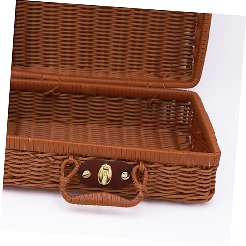 Miniatura 8 de NUOBESTY Organizador de maquillaje tejido, soporte portátil para cosméticos con múltiples compartimentos para cepillos faciales, caja de